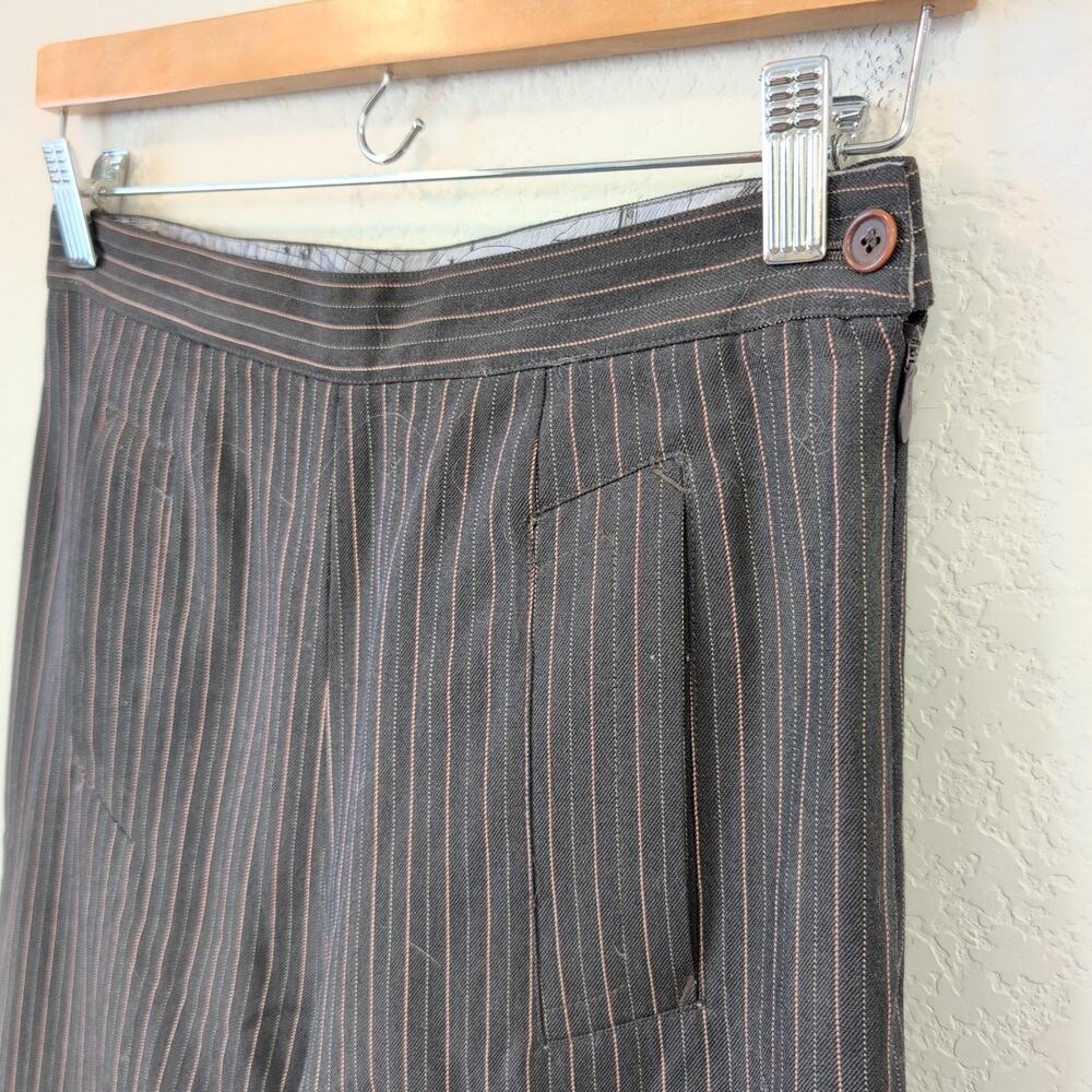 Vintage Jean-Paul Gaultier Pinstripe Pants 44 Italy 8 Y2K Trouser Grey Brown‎